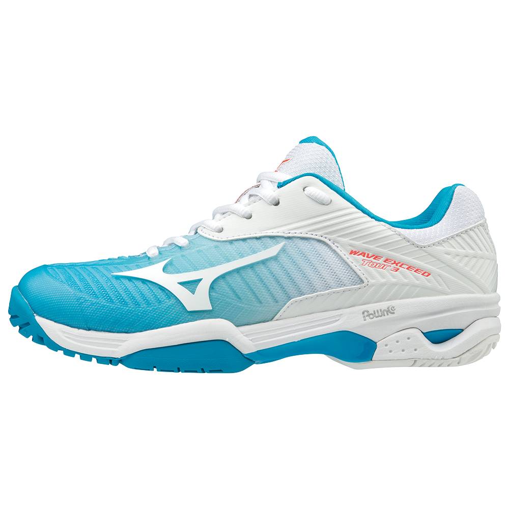 Scarpe Tennis Mizuno Wave Exceed Tour 3 AC Donna - Blu/Corallo - 91468-OZTX